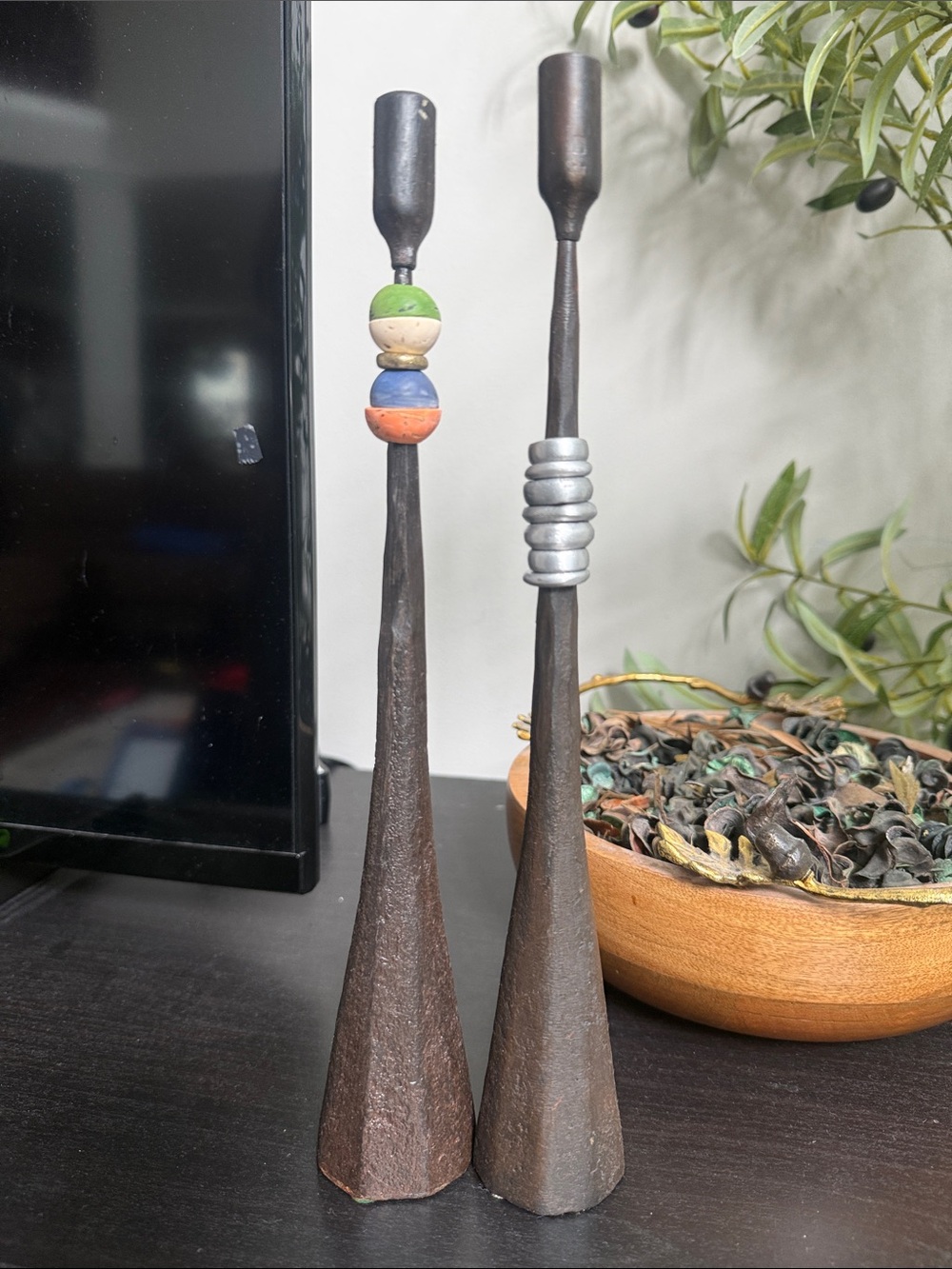 Luis Marques Candlesticks Handmade Modern Minimalist Iron w/ Ring Embellishments